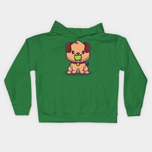 Cute Pug Dog Bite Baseball Cartoon Kids Hoodie